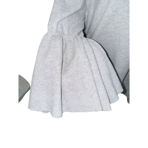 Banana Republic Grey V-Neck Knit Sweater Pleated Sleeves XL Boho Cottage Core - Picture 6 of 9